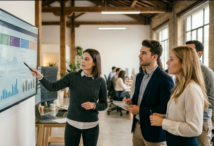 chica explica informe de monitorización de IA